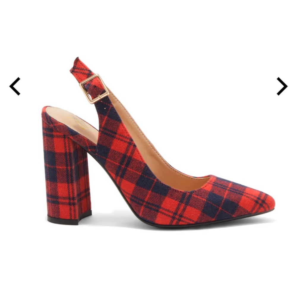 NIB Red Plaid slingback with chunky heel 😍 multiple sizes